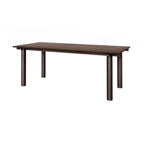 Atura Rectangular table wood brown / 200 x 90 cm - Ferm Living - Dark brown Oak / Chocolate Chocolate base, legs - Powder coated steel, Stained Oak Veneer