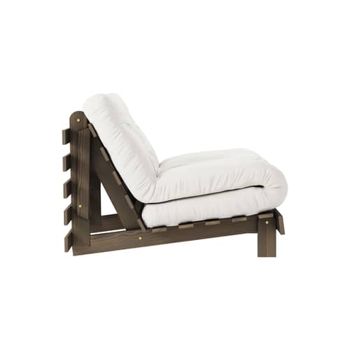 Fauteuil convertible Roots / Dormeuse & lit d\'appoint - 3 positions / Structure marron - KARUP DESIGN - Naturel 701 / Bois marron - Fibres recyclées mélangées, Mousse, Pin massif certifié FSC laqué, Tissu