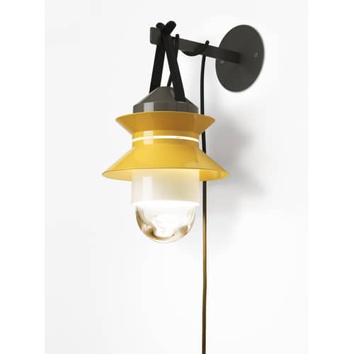 Outdoorlampe Santorini glas plastikmaterial gelb / zum Aufhängen - Kabel mit Stecker - Marset - Senf Gelb / Grau - Glas, Polykarbonat