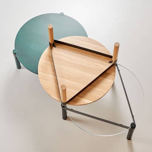 Table basse Disc / Ø 80 cm - Chêne massif - TIPTOE - Chêne naturel - Acier thermolaqué, Chêne massif