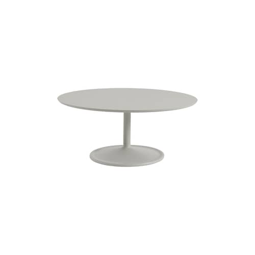 Table basse Soft / Ø 95 x H 42 cm - Muuto - Gris (linoleum) / Pied gris - Aluminium moulé sous pression, Linoléum, MDF
