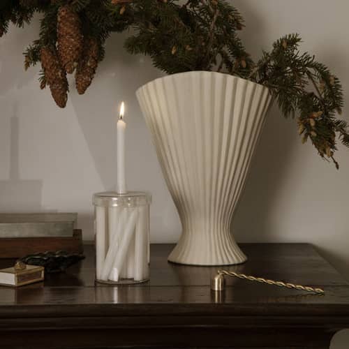 Vase Fountain Large keramik weiß / L 23 x H 30,5 cm - Ferm Living - Naturweiß - Sandstein