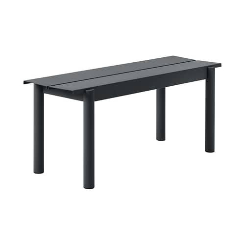 Banc Linear métal noir / L 110 cm - Muuto - Noir - Acier revêtement poudre