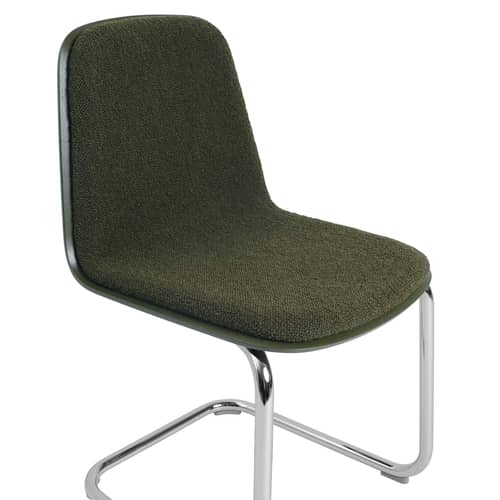 Chaise rembourrée Brink tissu vert - Muuto - Vert olive foncé - Mousse, Placage de bois certifié FSC, Tissu