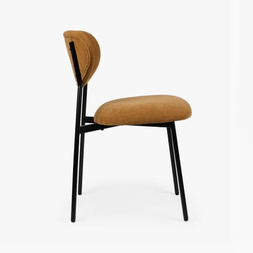 Set de 2 chaises rembourrées Nino tissu marron - NV GALLERY - Ocre - Fer, Mousse haute densité, Tissu
