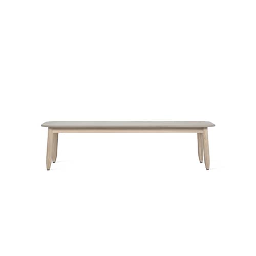 David Coffee table ceramic grey natural wood / Ceramic & aged teak - 129 x 45 cm - Vincent Sheppard - Grey (ceramic) / Aged teak legs - Aged solid teak, Ceramic