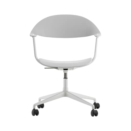 Fauteuil à roulettes Mynt gris / Plastique recyclé - Vitra - Gris (plastique) / Pied blanc - Aluminium, Polypropylène recyclé