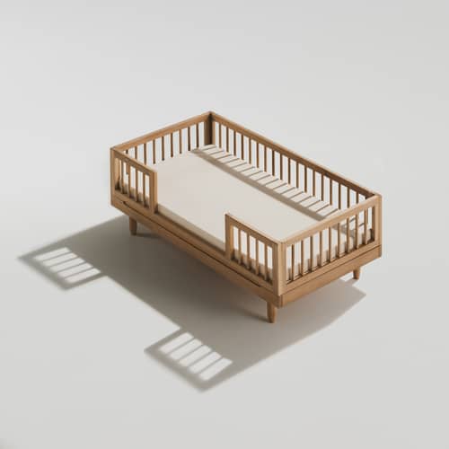 Kinderbett Pure holz natur / Sitzbank - 75 x 145 cm / 3 Halterung mit Stäben - NOBODINOZ - Kinderbett - massive Eiche