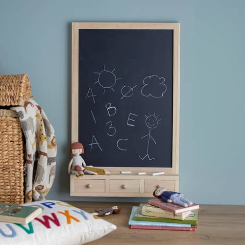 Kreidetafel Higma holz natur / B 50 x H 80 cm - Bloomingville - Holz, natur - Paulownia-Holz, Schiefer