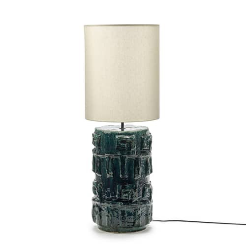 Lampadaire Look at me 02 céramique vert / H 100 cm - Serax - Bleu-vert - Coton, Grès émaillé