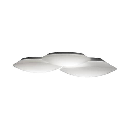 Plafoniera Puck vetro bianco Tripla / 56 x 49 cm - Vibia - Bianco - vetro soffiato