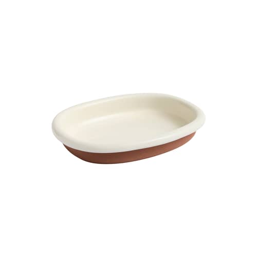 Plat de service Barro Large céramique blanc / 36 x 27 cm - Hay - Blanc cassé & terracotta - Grès