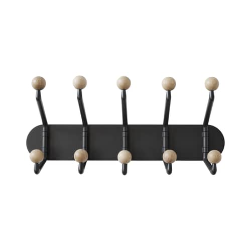 Portemanteau mural Capture SC76 métal gris / 10 bras pivotants - L 55 x H 25 cm - &tradition - Graphite / Patères chêne - Aluminium, Chêne massif