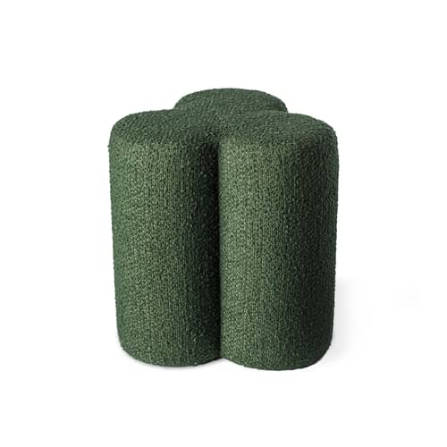 Pouf Clover tissu vert / Tissu bouclette - POLSPOTTEN - Vert - Bois, Mousse HR, Tissu bouclette