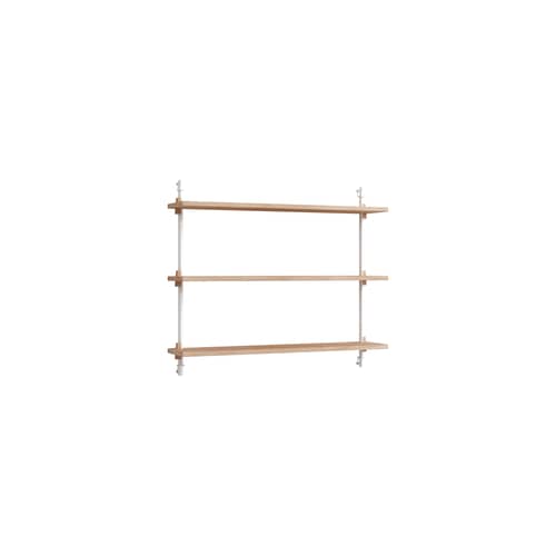 Regal Wall Shelving – ws.65.1 holz natur / B 85 x H 65 cm x Prof. 17,5 cm - MOEBE - Eiche natur / Weiß - MDF Eichenfurnier, Stahl