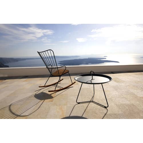 Rocking chair Paon métal blanc / bambou - Houe - Blanc - Acier revêtement poudre, Bambou