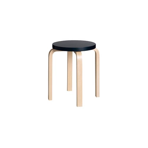 ARTEK E 60 Stackable stool - lacquered black natural birch | Made