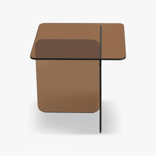 Tavolino d\'appoggio Ambra vetro marrone / 50 x 50 x H 46 cm - NV GALLERY - Ambré - Vetro temprato