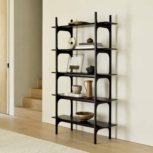 Bibliothèque PI bois marron / L 110 x H 187 cm - Ethnicraft - Acajou brun foncé - Acajou massif teinté