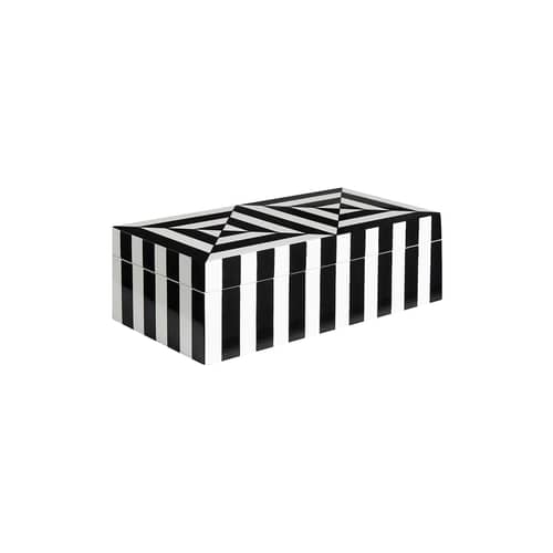 Boîte Op Art Small bois blanc noir / Laque - 20 x 10 cm - Jonathan Adler - Small - Bois laqué, Velours