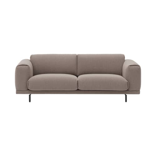 Canapé droit Rest tissu beige / 3 places - L 222 cm - Muuto - 3 places - L 222 cm - Contreplaqué, Mousse, Tissu