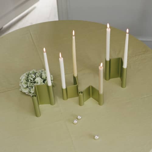 Pair Candelabra metal black / H 11 cm - Muuto - Black & White - Anodized aluminium