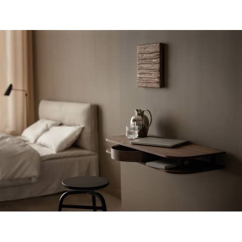 Console murale Valet bois naturel / Tiroir rond / L 92 x prof. 35 cm - Northern  - Chêne fumé - MDF plaqué chêne