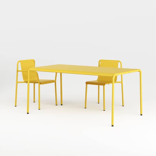 Fauteuil de repas empilable Panorama métal jaune / Avec accoudoirs - TIPTOE - Jaune Soleil - Acier thermolaqué