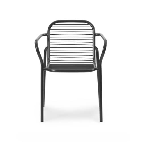 Fauteuil de repas empilable Vig métal noir - Normann Copenhagen - Noir - Acier thermolaqué