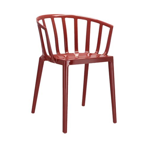 Fauteuil empilable Venice plastique rouge - Kartell - Bordeaux brillant - Technopolymère thermoplastique recyclé