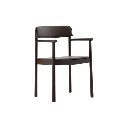 Fauteuil rembourré Timb cuir marron - Normann Copenhagen - Cuir chocolat / Frêne marron - Contreplaqué de frêne, Cuir, Frêne massif, Mousse