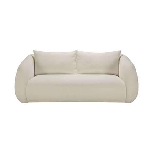 Canapé 2 places Figur tissu blanc / L 204 cm - Ethnicraft - Craie - Contreplaqué, Mousse haute densité, Tissu