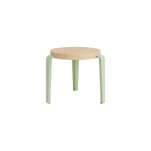 Kinderhocker Mini Lou holz grün / H 30 cm - TIPTOE - Eiche / Füße Grün Dino - Ökozertifizierte Massiveiche, thermolackierter Stahl