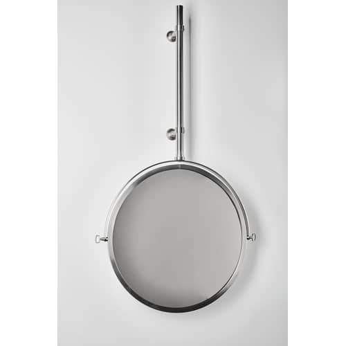 Miroir mural MbE verre miroir métal / Orientable - Ø 44 cm - DCW éditions - Nickel brossé - Nickel brossé, Verre