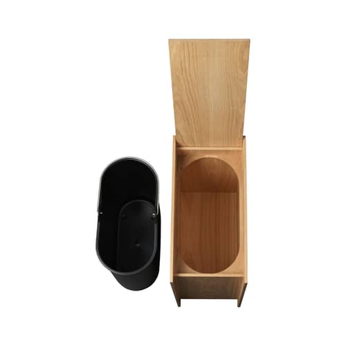 Mülleimer Sama Large holz natur / H 50 cm - Eimer aus Plastik innen - Ferm Living - Eiche natur - Eichenfurnier, Recycelter Kunststoff