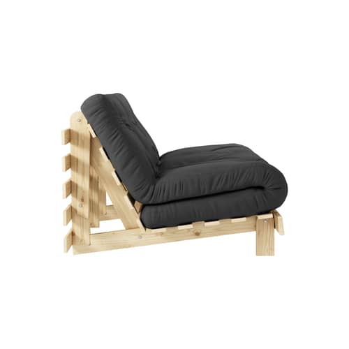 Schlafcouch Roots holz grau / B 140 cm - 3 Positionen / Struktur Pinie Klare Kiefer - KARUP DESIGN - Dunkelgrau 734 / Klare Pinie - FSC-zertifiziertes Massivholz Kiefer, Gewebe, Recycelte Mischfasern, Schaumstoff