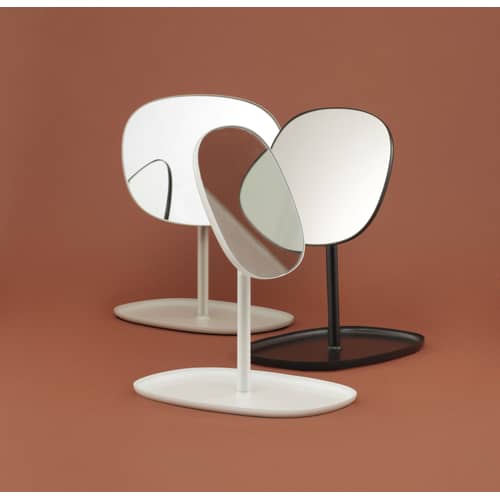 Stellspiegel Flip metall weiß / Ablage - Normann Copenhagen - Weiß - Glas, lackierter Stahl