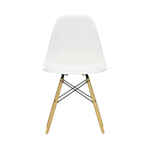 Stuhl DSW - Eames Plastic Side Chair plastikmaterial weiß / (1950) - Helles Holz - Vitra - Weiß / Helles Holz - Massivahorn, Polypropylen