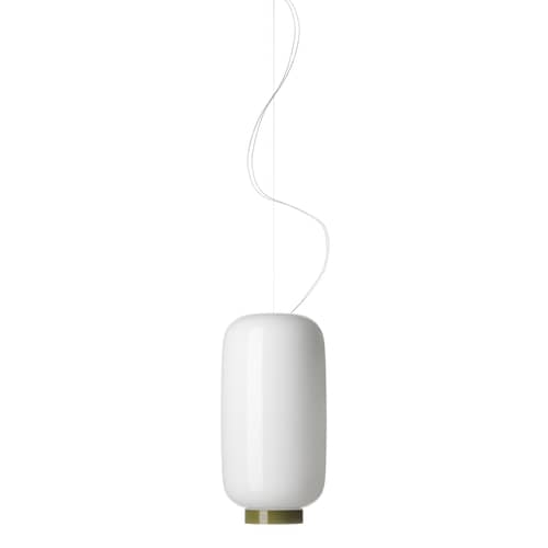 Suspension Chouchin  Reverse n°2 verre blanc vert / Ø 22 cm x H 43 cm - Foscarini - Blanc / Bande verte - Verre soufflé bouche laqué