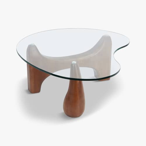 Table basse Orwell verre bois naturel / 75 x 99 cm - NV GALLERY - Transparent / Frêne - Frêne massif, Verre trempé