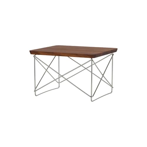 Table d\'appoint Occasional Table LTR / Eames (1950) - Vitra - Noyer foncé / Pied acier - Fil d\'acier inoxydable, Noyer massif