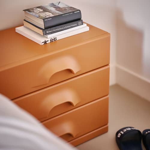 Table de chevet Chest of drawers bois orange / Rangement 3 tiroirs - L 60 x P 35 x H 51 cm - HK LIVING - Orange Ginger - MDF laqué