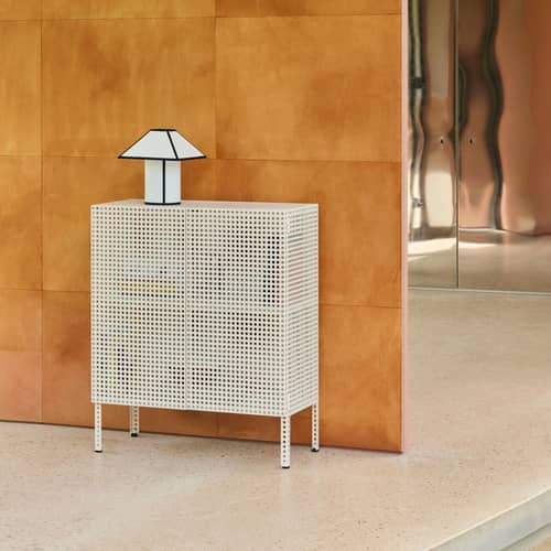 Ava Pyramid Table lamp textile white / H 32 cm - Hay - H 32 cm - ECOPET paper, Fabric