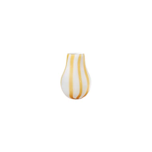 Vase Ada Stripe verre jaune / Ø 15,5 x H 22,5 cm - Soufflé bouche - BROSTE COPENHAGEN - Jaune - Verre soufflé bouche