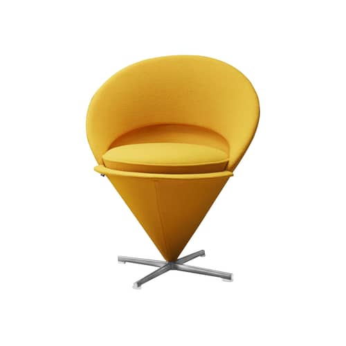 Fauteuil pivotant Cone Chair / Verner Panton, 1958 - Vitra - Jaune (tissu Tonus) / Pied acier satiné - Acier inoxydable, Mousse polyuréthane, Plastique renforcé de fibre de verre, Tissu