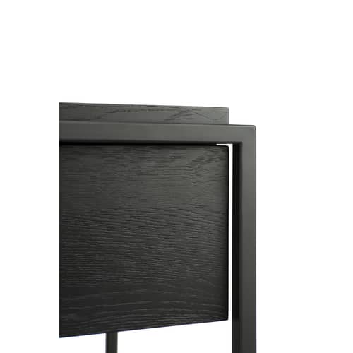 Console Monolit bois noir / L 122 cm / 2 tiroirs - Ethnicraft - Noir - Chêne massif, Métal verni