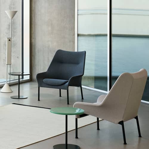 Fauteuil lounge O2 tissu beige - Hay - Gris clair doux - Acier thermolaqué, Mousse moulée, Tissu autoportant
