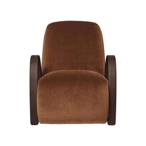 Fauteuil rembourré Buur marron / Velours - Ferm Living - Rouille (velours) - Chêne massif teinté, Mousse PU, Velours