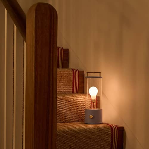Lampe extérieur sans fil rechargeable The Muse métal bleu / IP44 - Verre - TALA - Bleu Selvedge - Aluminium, Laiton massif, Verre borosilicaté