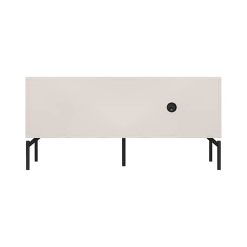 Meuble TV Met Mini / L 116 x H 55 cm - NOO.MA - Gris amande - Acier, Mélamine, Verre texturé